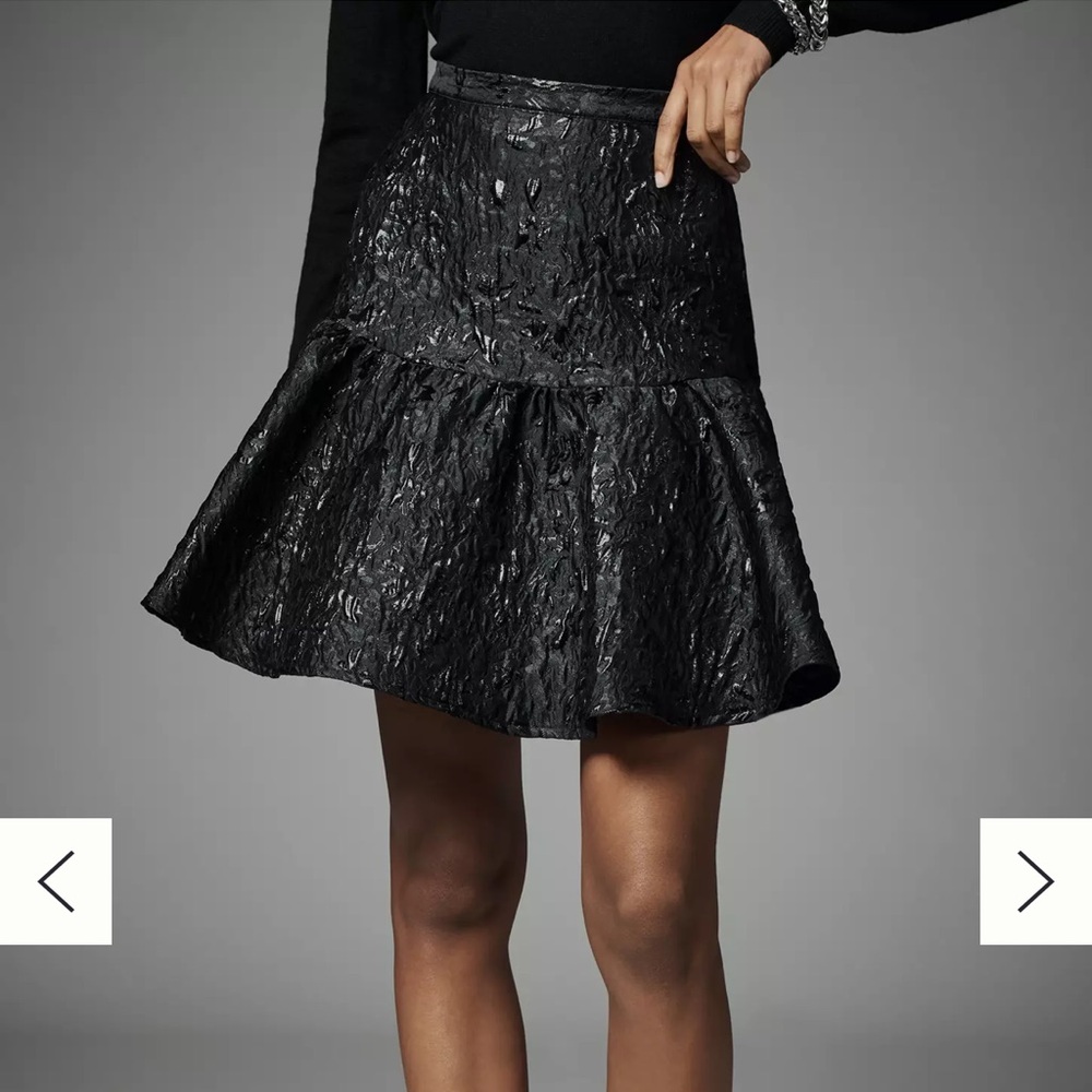 Anthropologie and Avec Les Filles Ruffle Mini Skirt in Black size Small